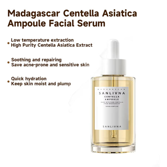 Madagascar Centella Asiatica Ampoule Facial Serum , Prone and Sensitive Skin Moisturizing Skin Firming Korean Glass Skin Car