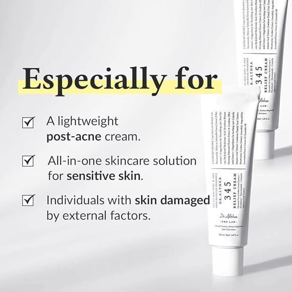 345 Relief Cream Korean Dr.Althea Antioxidant Relief Cream Soothing Hydrating Repair Clean Acne for Oily Skin Care